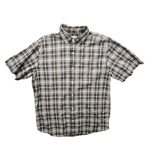 Carhartt Men's Plaid Short Sleeve Button Down Shirt‎ XL Brown White Blue